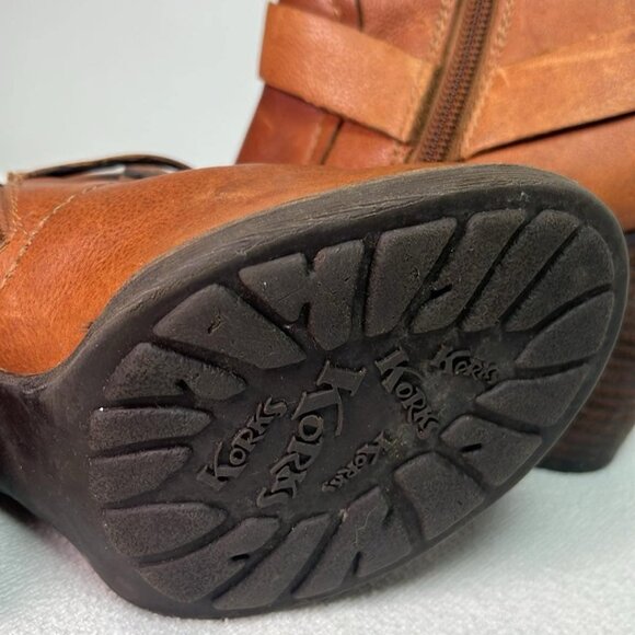 Korks by Kork Ease Brown Leather Zip Wedge Heel Ankle Boots Women's 6M - Picture 13 of 16